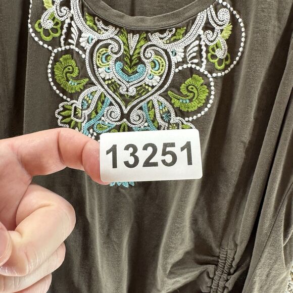 Athleta Shirt Womens Extra Large Gray Embroidered Tank Top Sleeveless Cotton - Picture 14 of 14